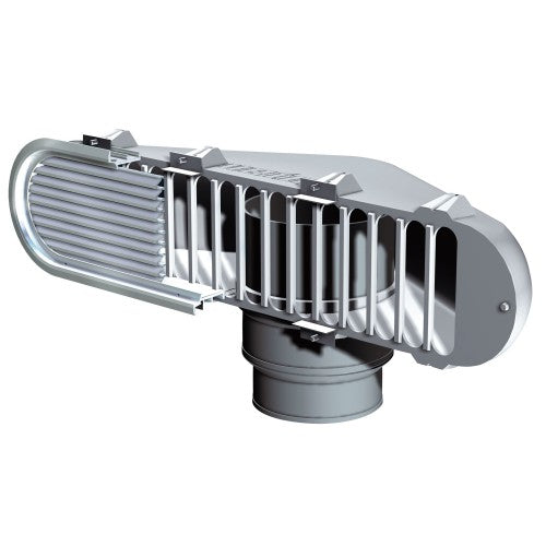 Doradebox för direkt luftmating till motor passar insugsgaller 100, för slang med i.d. 152 och 178 mm (exkl. galler och slang)