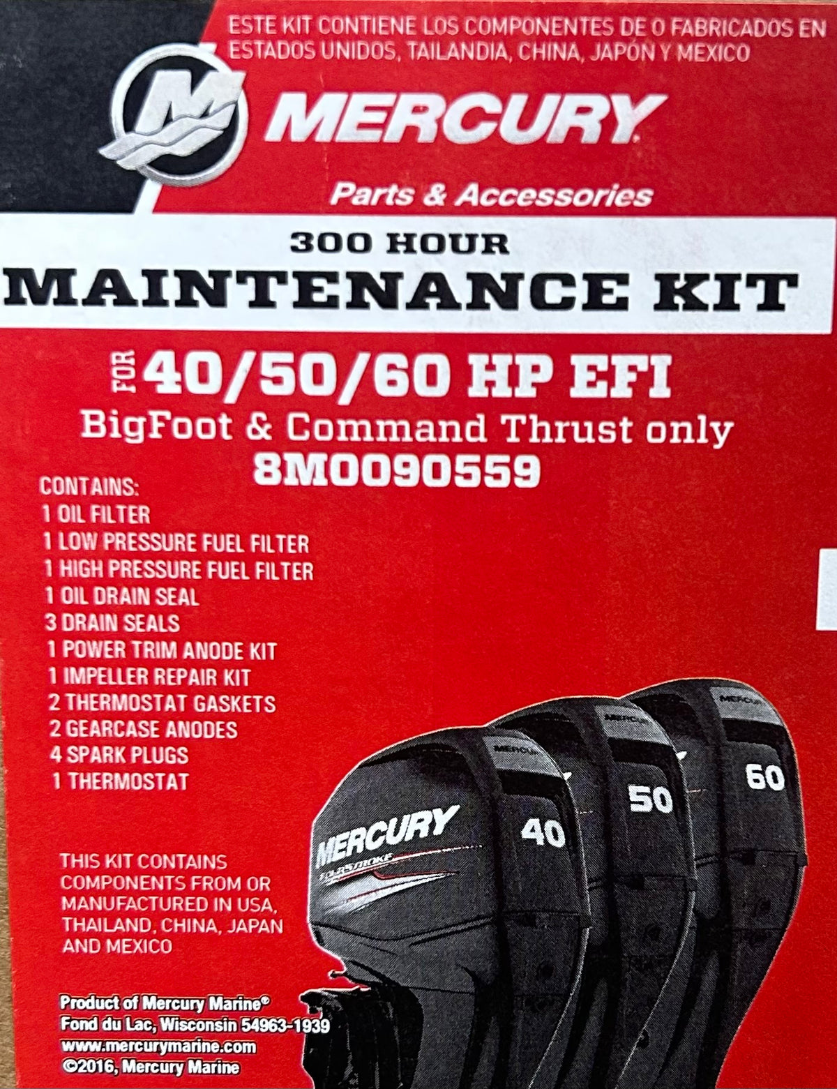 Mercury 40/50/60HP 300 timmars service kit