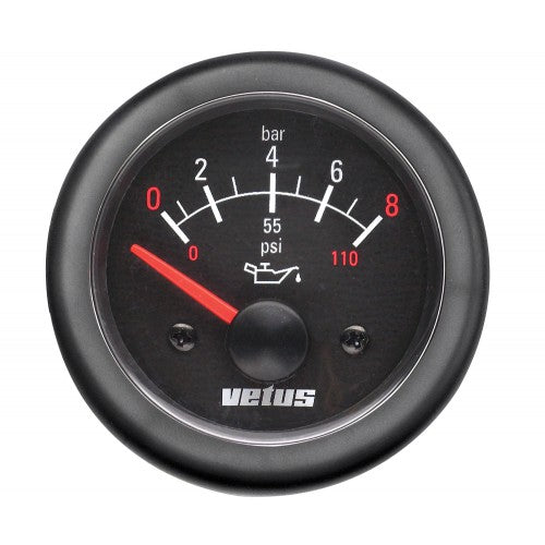 Oljetrycksmätare 12 V, (0-8 kg/cm2), håltagnings D. 52 mm